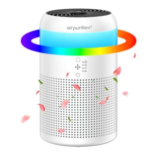 空気清浄機 小型 脱臭 12畳 卓上 アロマ対応 軽量 集じん HEPA フィルター 花粉 ペット ライト付き 静音 省エネ ホコリ ウィルス アレルギー対策 ホワイト Demi mini 0 af 8424 e