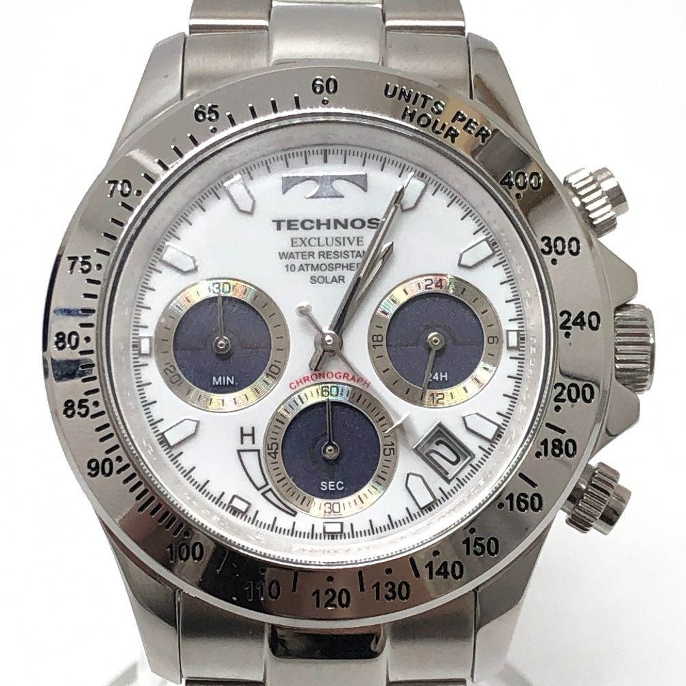 TECHNOS テクノス 腕時計 クロノグラフ ソーラー発電 TE4001SW SS