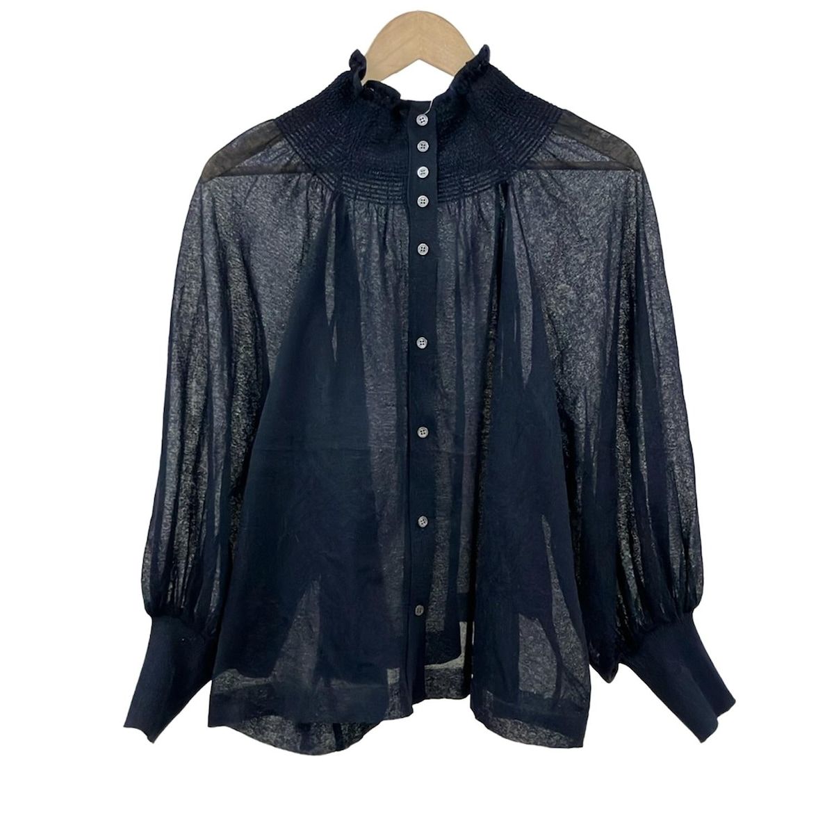 ADORE アドーア カーディガン サイズ38 M レディース ダークネイビー 長袖 シースルー