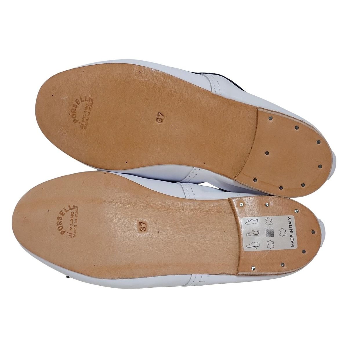 E.PORSELLI(ポルセリ) フラットシューズ 37 レディース美品 - 白×黒