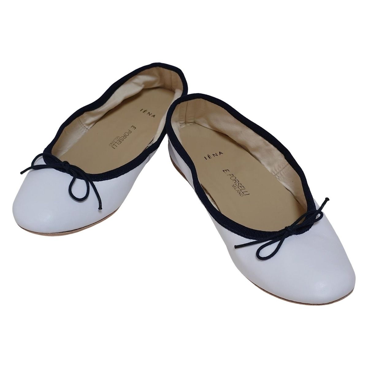 E.PORSELLI(ポルセリ) フラットシューズ 37 レディース美品 - 白×黒