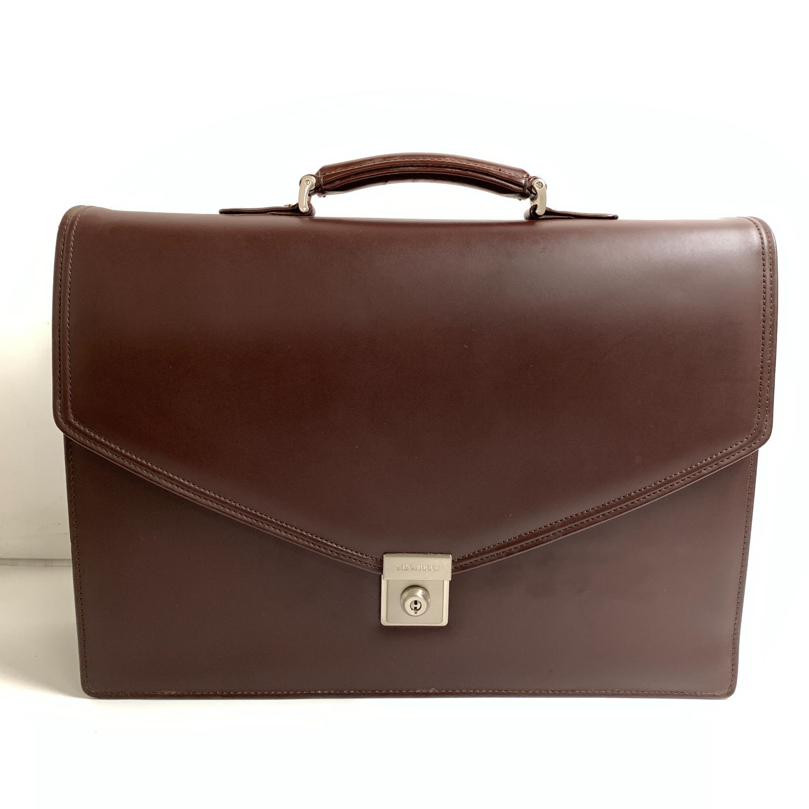 f 001 L NINA RICCI MARUEM レザー 牛革 ビジネスバッグ ブリーフケース ブラウン 茶 KB-2021 ニナリッチ