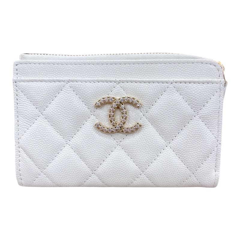 シャネル CHANEL マトラッセコインケース ホワイト GD金具 キャビアスキン レディース コインケース