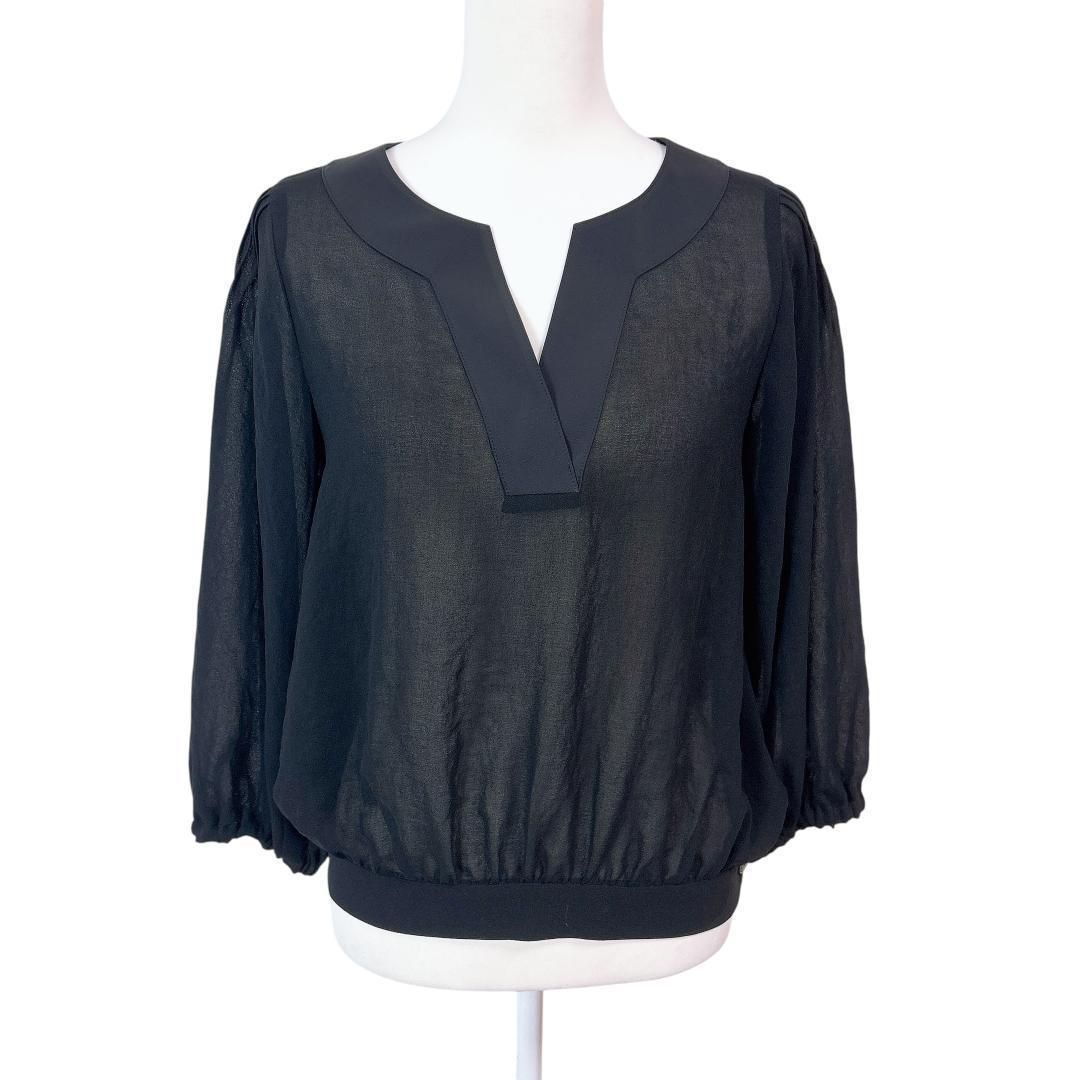 美品】FOXEY NEW YORK 長袖ブラウスシアー プルオーバー F 無地 【公式 