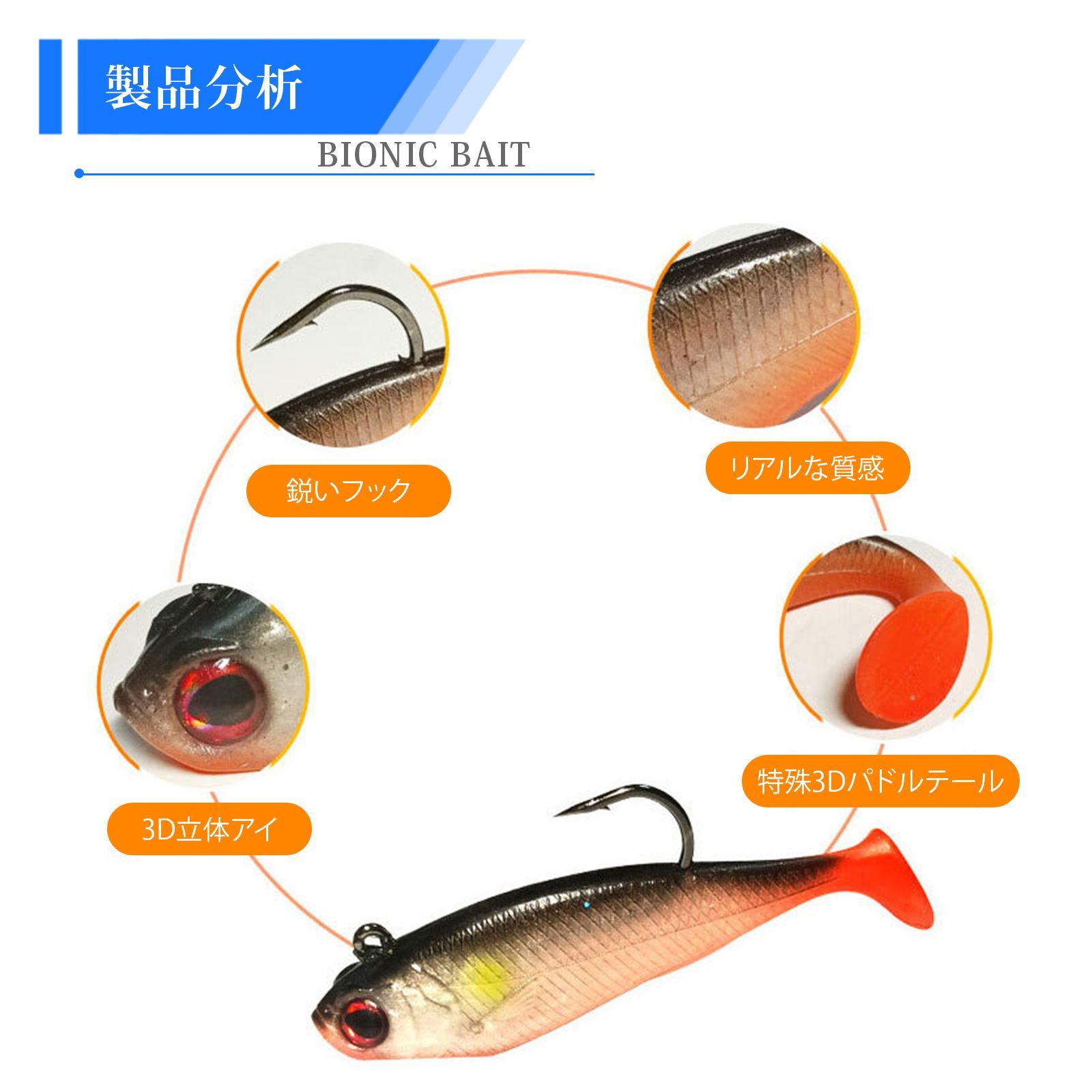 6 個入り】シーバスルアー ルアー バスルアー ソフトルアー Tテール