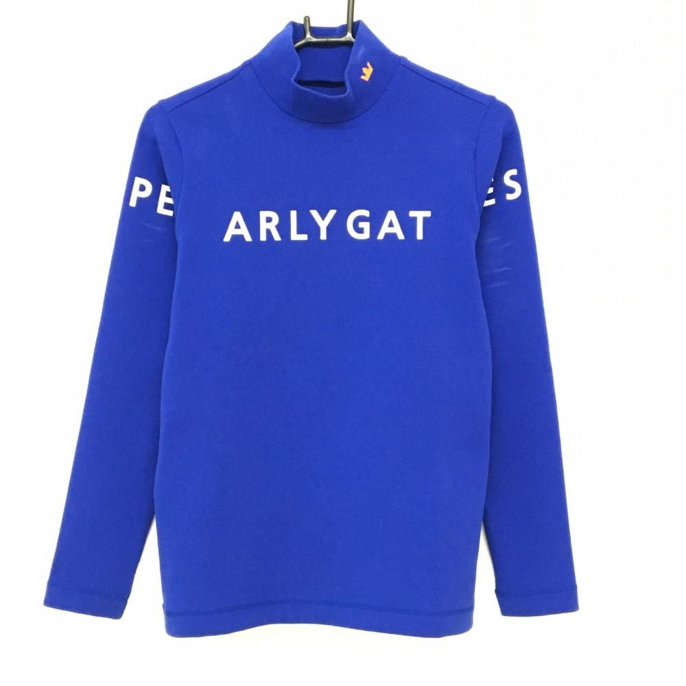 PEARLY GATES青 長袖ゴルフウェア パーリーゲイツ 長袖ハイネックシャツ ブルー×白 フロントロゴ 厚手