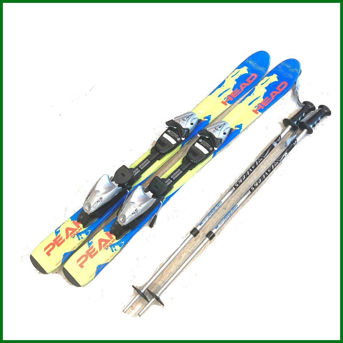 中古 ○ HEAD○ジュニアスキー 95cm ライム×ブルー ストック付き