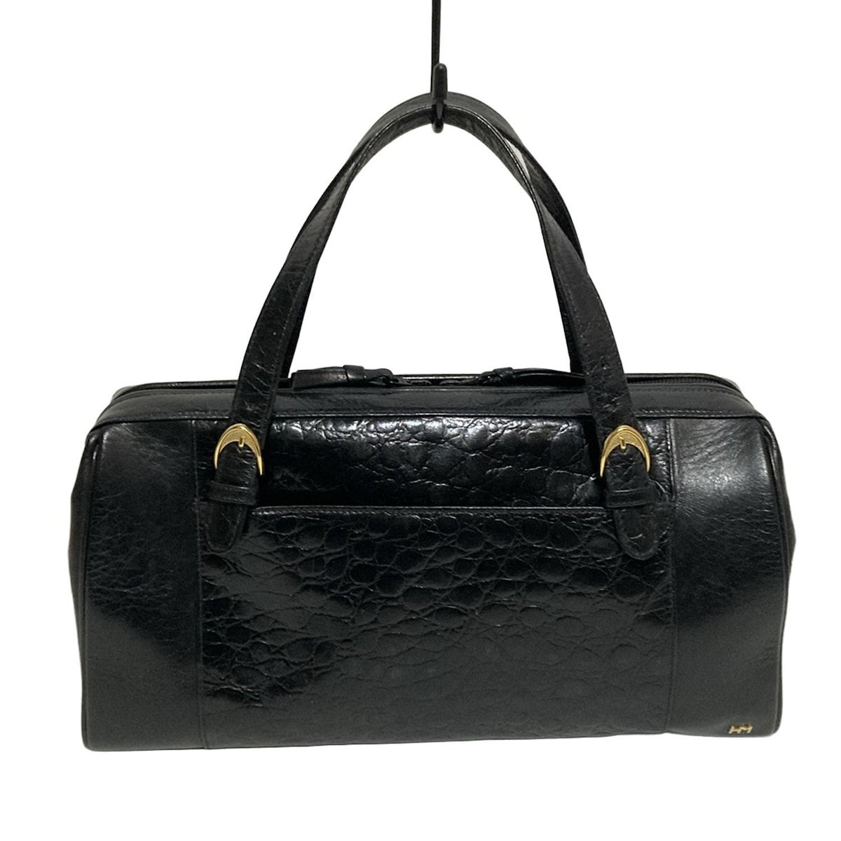 HANAE MORI(ハナエモリ) ハンドバッグ - 黒 型押し加工 レザー - メルカリ