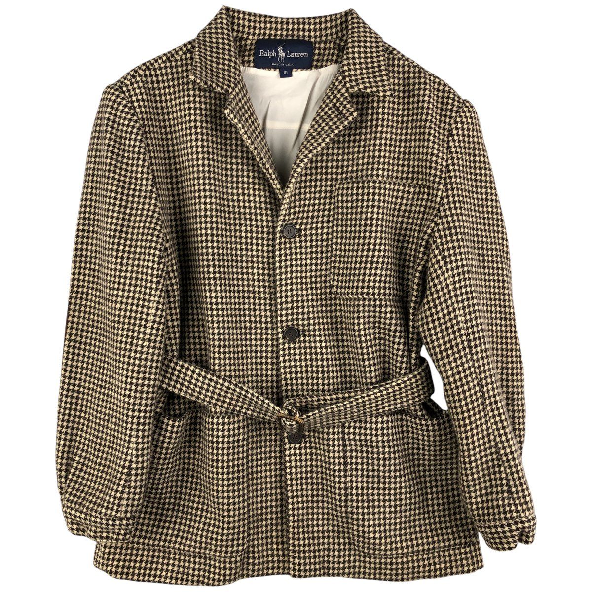 古着 ラルフローレン Ralph Lauren 千鳥格子柄 ウールテーラードジャケット レディースL相当 eaa 603137