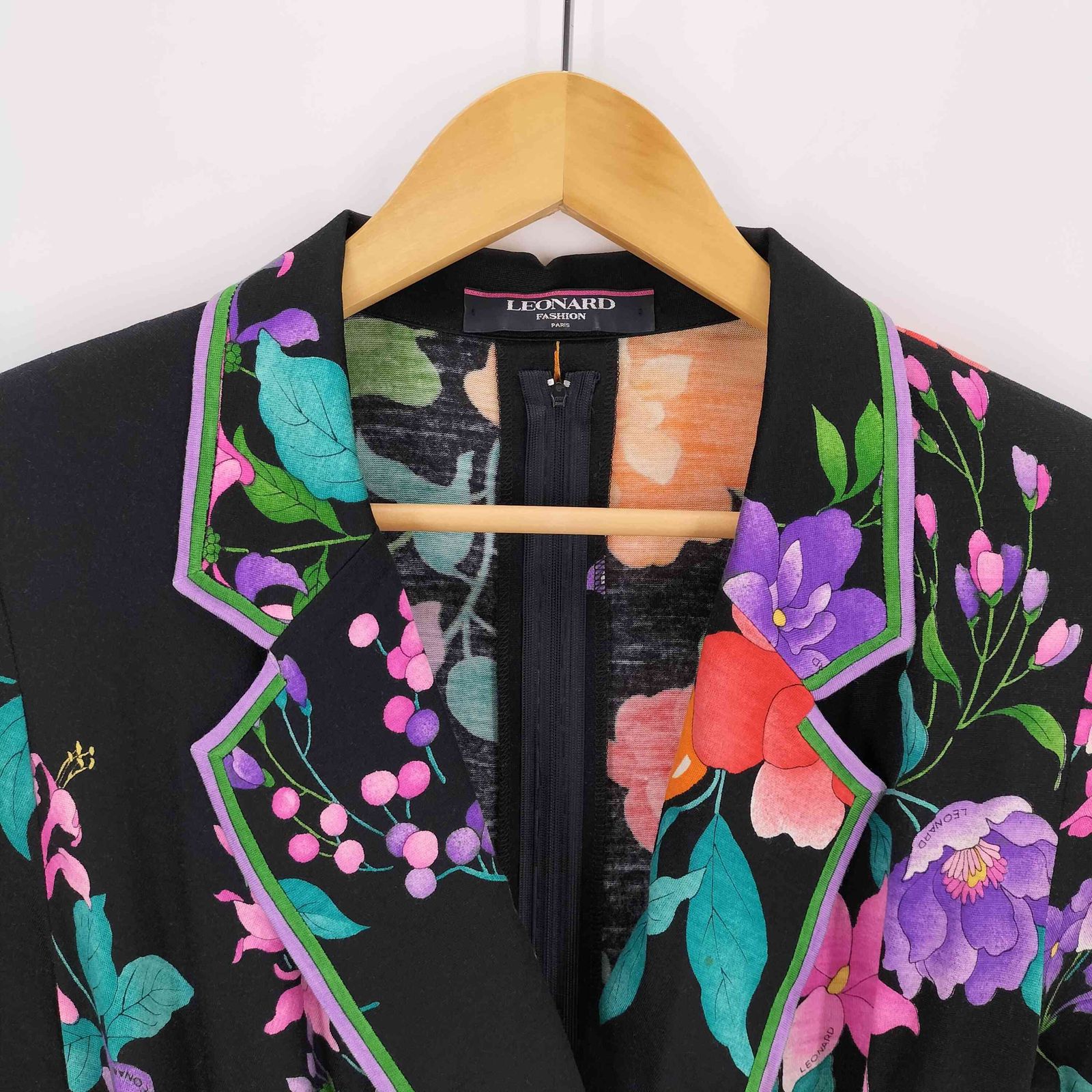 レオナール LEONARD ウールシルク フラワープリント フロントクロス