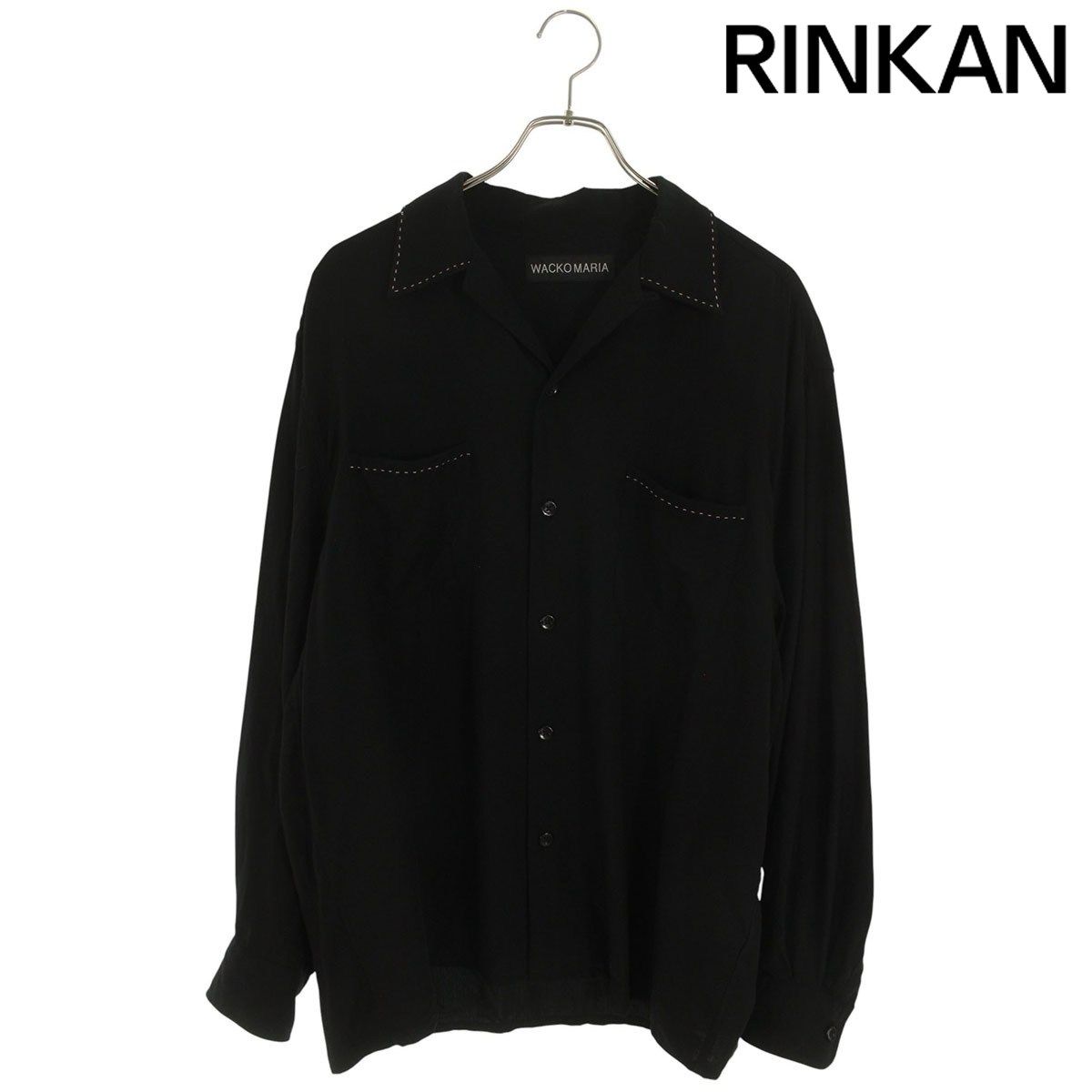 ワコマリア　長袖シャツ 黒 ワコマリア 50'S OPEN COLLAR SHIRT L/S TYPE5 ピンポンステッチ