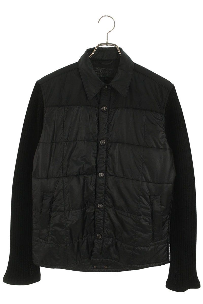 クロムハーツ 袖カシミアニットナイロンダウン長袖シャツ メンズ M