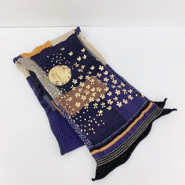 KAPITAL キャピタル マフラー ストール 縮絨ウール 桜 月 和柄 刺繍