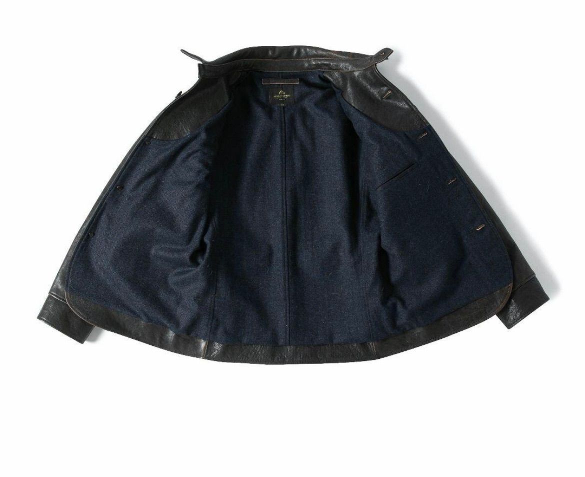 高級！別注品！茶芯ホースハイド レザーカーコート 馬革 レザー