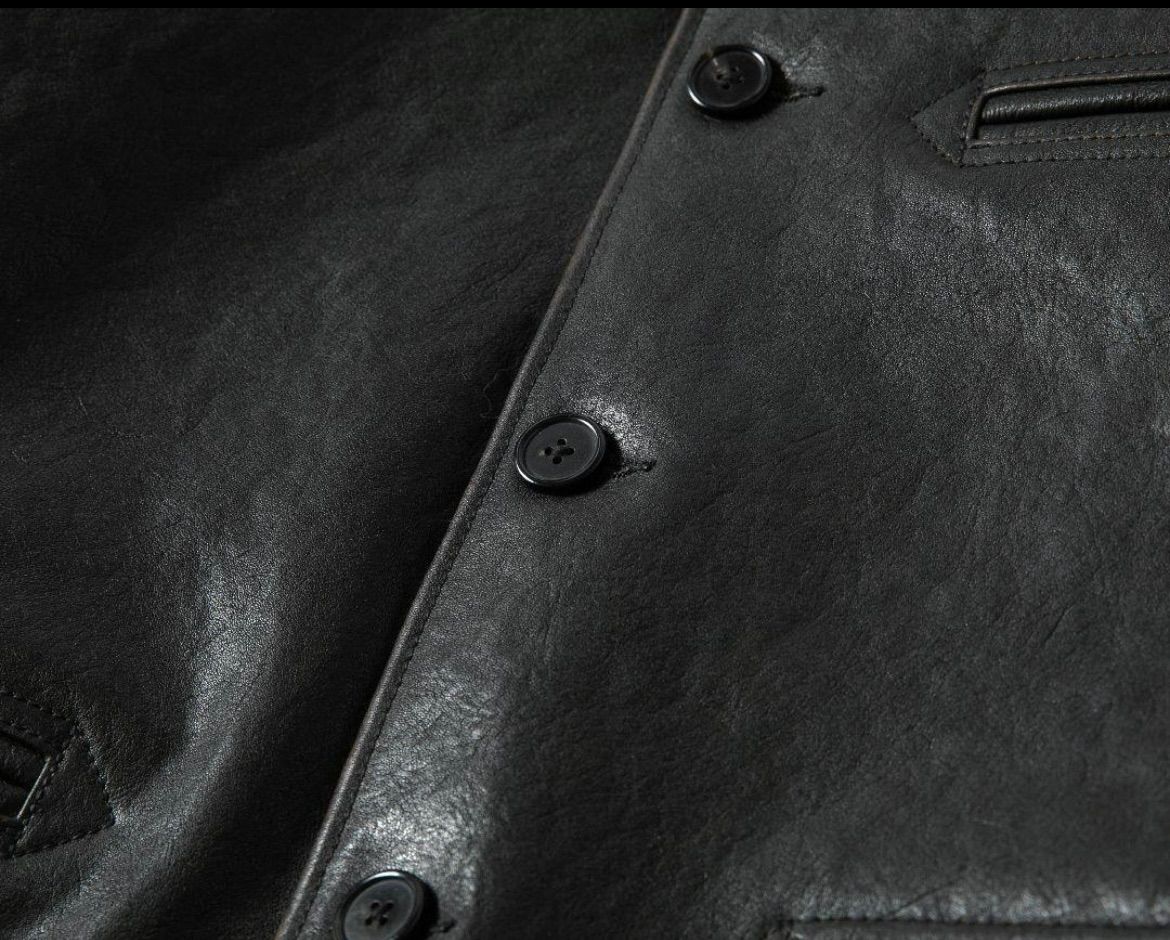 高級！別注品！茶芯ホースハイド レザーカーコート 馬革 レザー