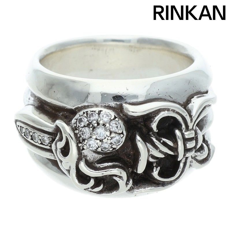 クロムハーツ DAGGER HEART P D ダガーハート PAVEダイヤ シルバーリング メンズ 20号