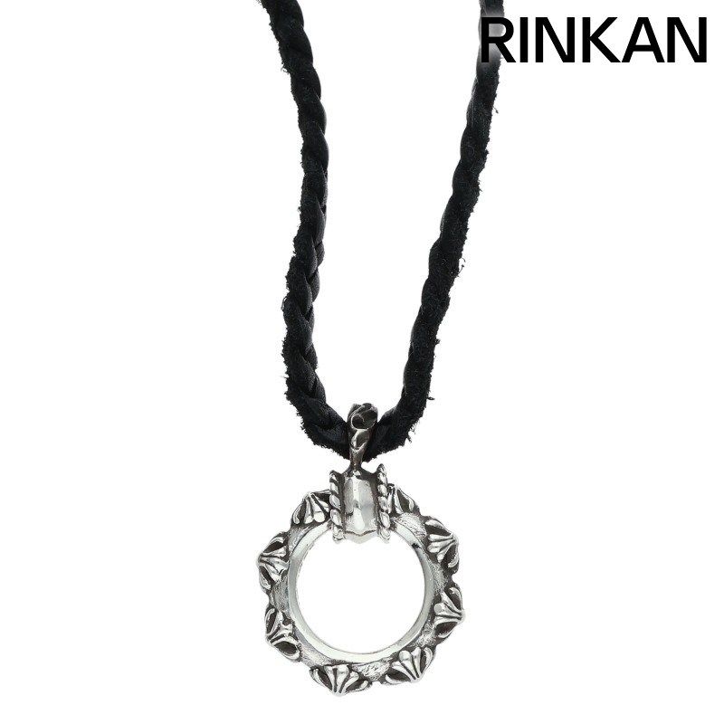 クロムハーツ EWLP CROSS BAND アイウェアループ クロスバンド Wレザーブレイド シルバーネックレス メンズ