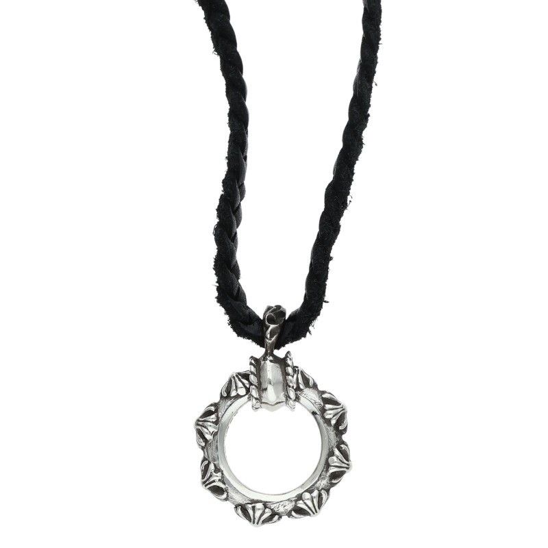 クロムハーツ EWLP CROSS BAND アイウェアループ クロスバンド Wレザーブレイド シルバーネックレス メンズ