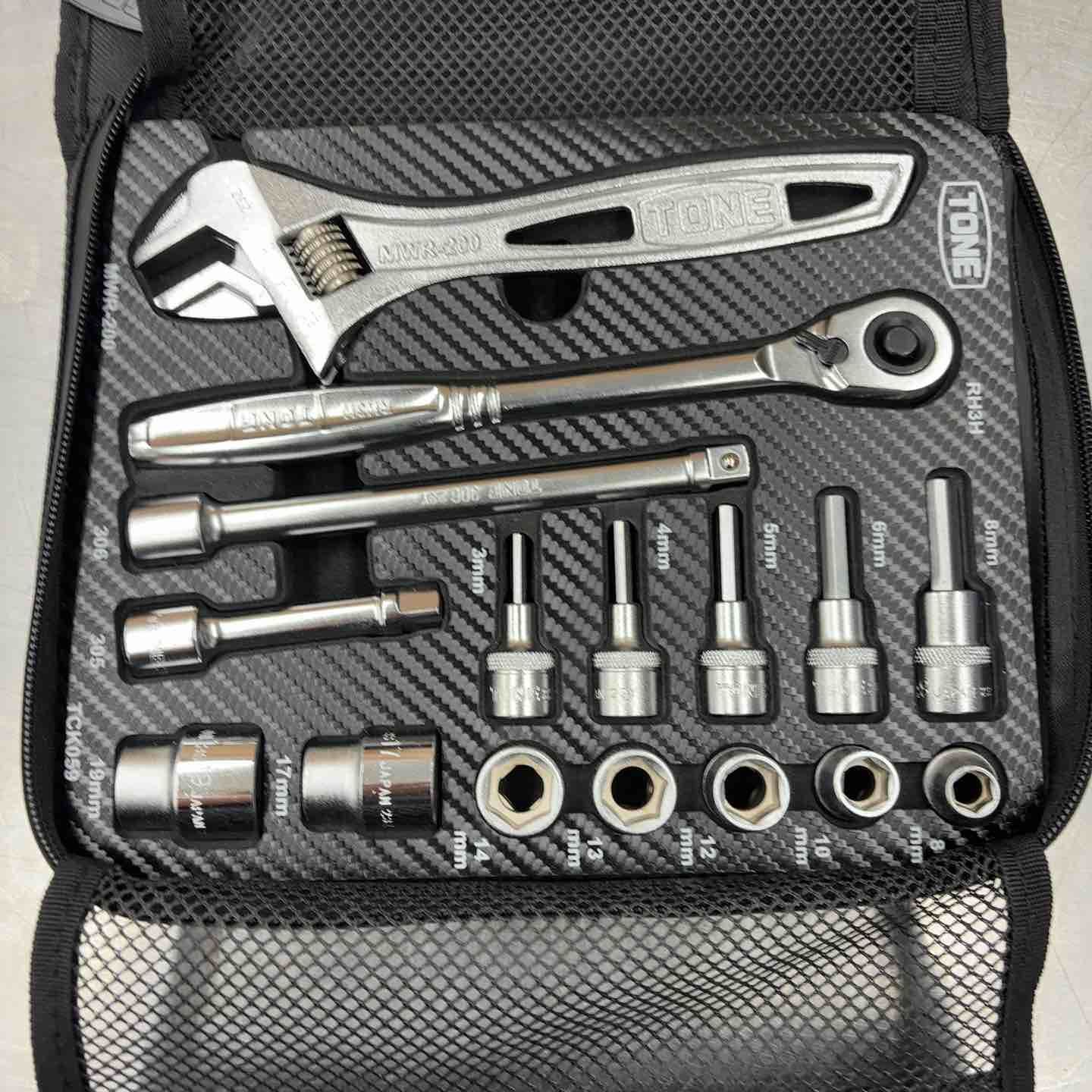 トネ TONE ツールバッグセット TSX 3172 差込角9.5 mm 3 8 ブラック 内容21点