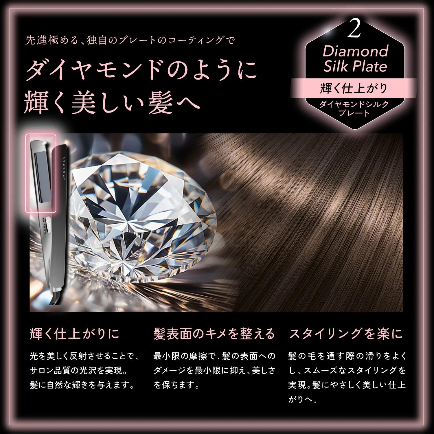 KYOGOKU ナノシルク ケラチン ストレートアイロン ダイヤモンドシルク