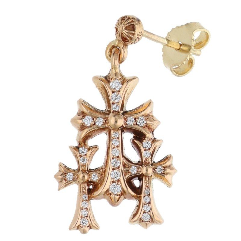 クロムハーツ 22K 3 CH CROSS DROP P D トリプルCHクロス PAVEダイヤ