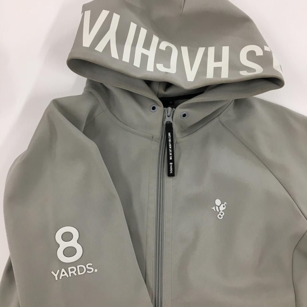 ハチヤーズ ジップパーカー グレー×白 フードロゴ ブルゾン レディース