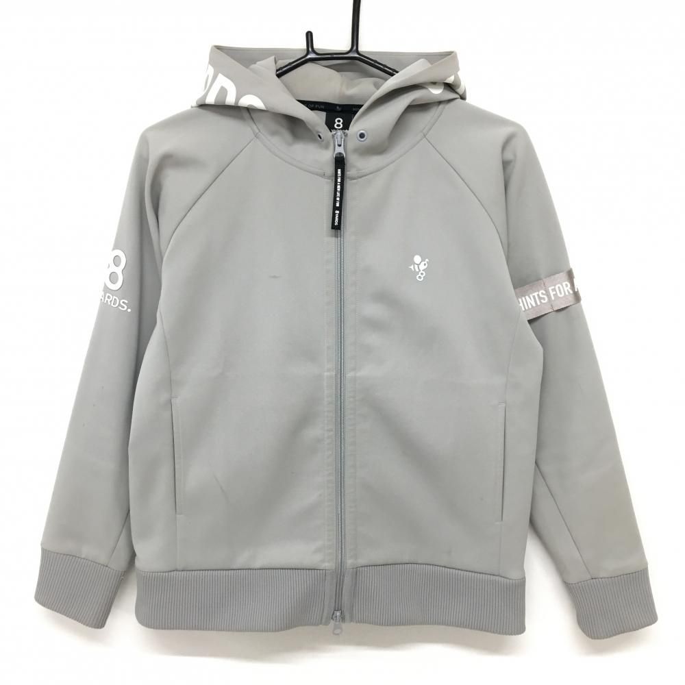 【みい】8YARDS アウターフーディ パーカー 新品未使用 ハチヤーズ ジップパーカー グレー×白 フードロゴ ブルゾン レディース