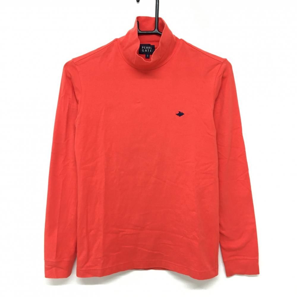パーリーゲイツ 長袖ハイネックシャツ レッドオレンジ ストレッチ ロゴ