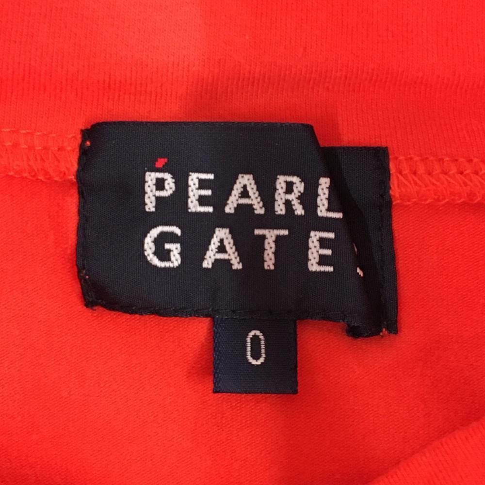 パーリーゲイツ 長袖ハイネックシャツ レッドオレンジ ストレッチ ロゴ