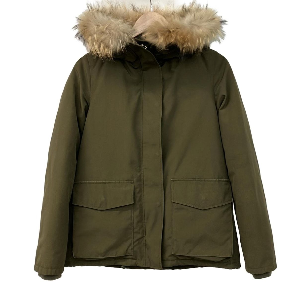 ユナイテッドアローズ グリーンレーベル ダウンコート サイズ38 M レディース カーキ 長袖 ファー ファー着脱可 冬