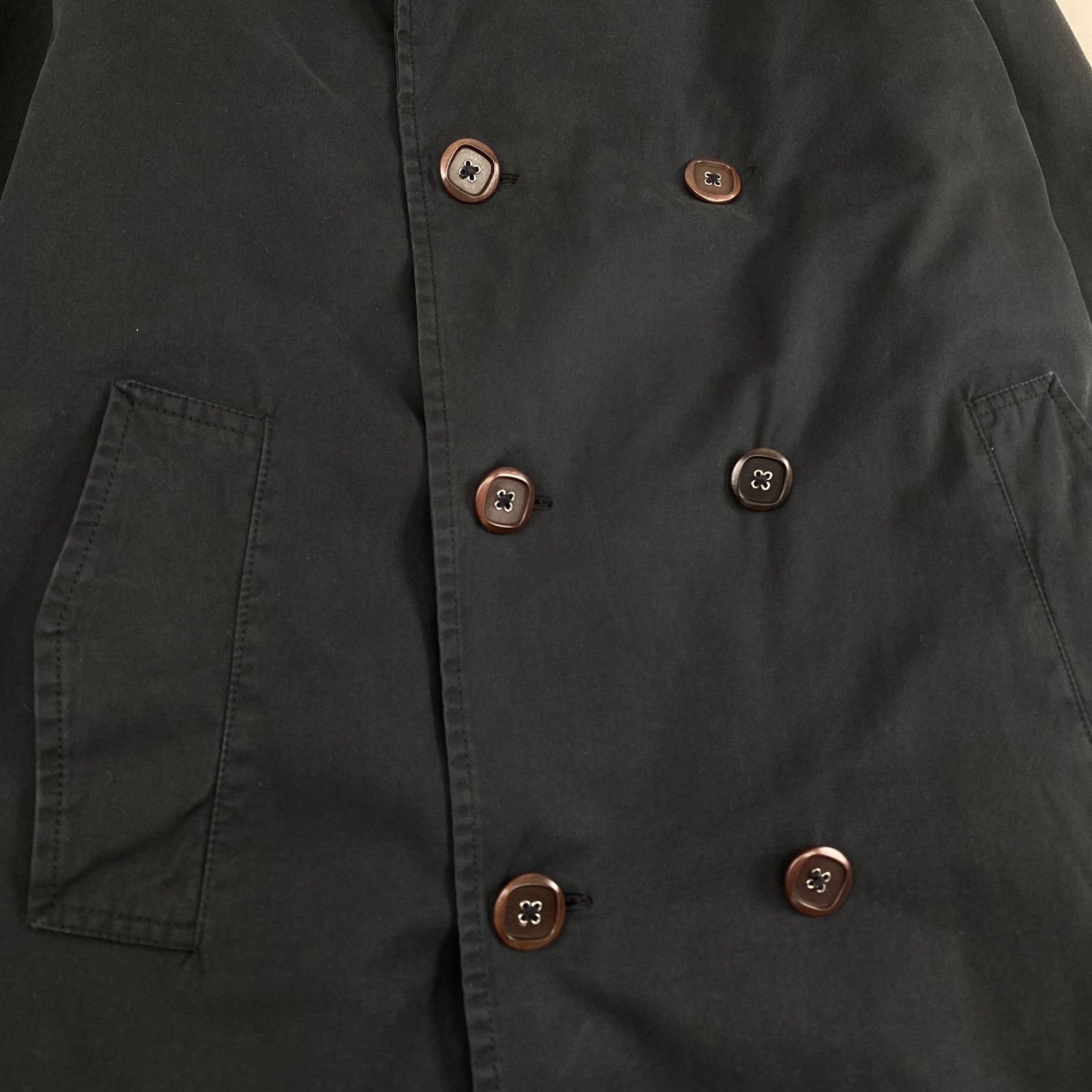 ETRO トレンチコート カシミヤ混ライナー ダブルブレスト 2XL ダーク