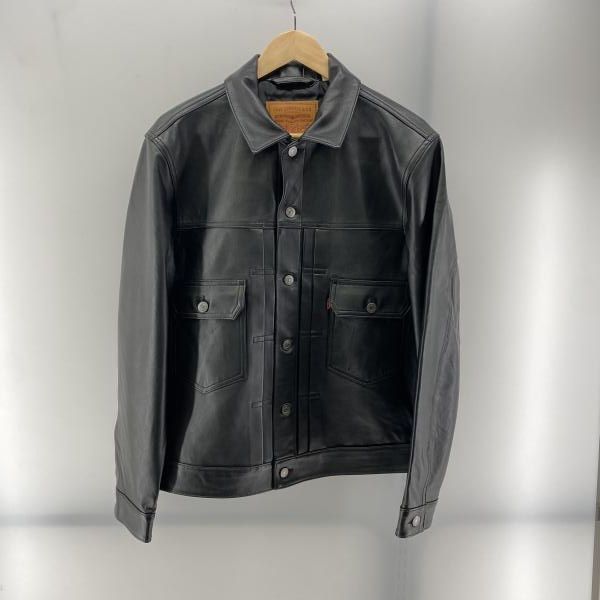 Levi s PREMIUM BLACK TYPE Ⅱ TRUCKER LEATHER JACKET PC 9-005 ZA-0000 ブラック size M リーバイス 24