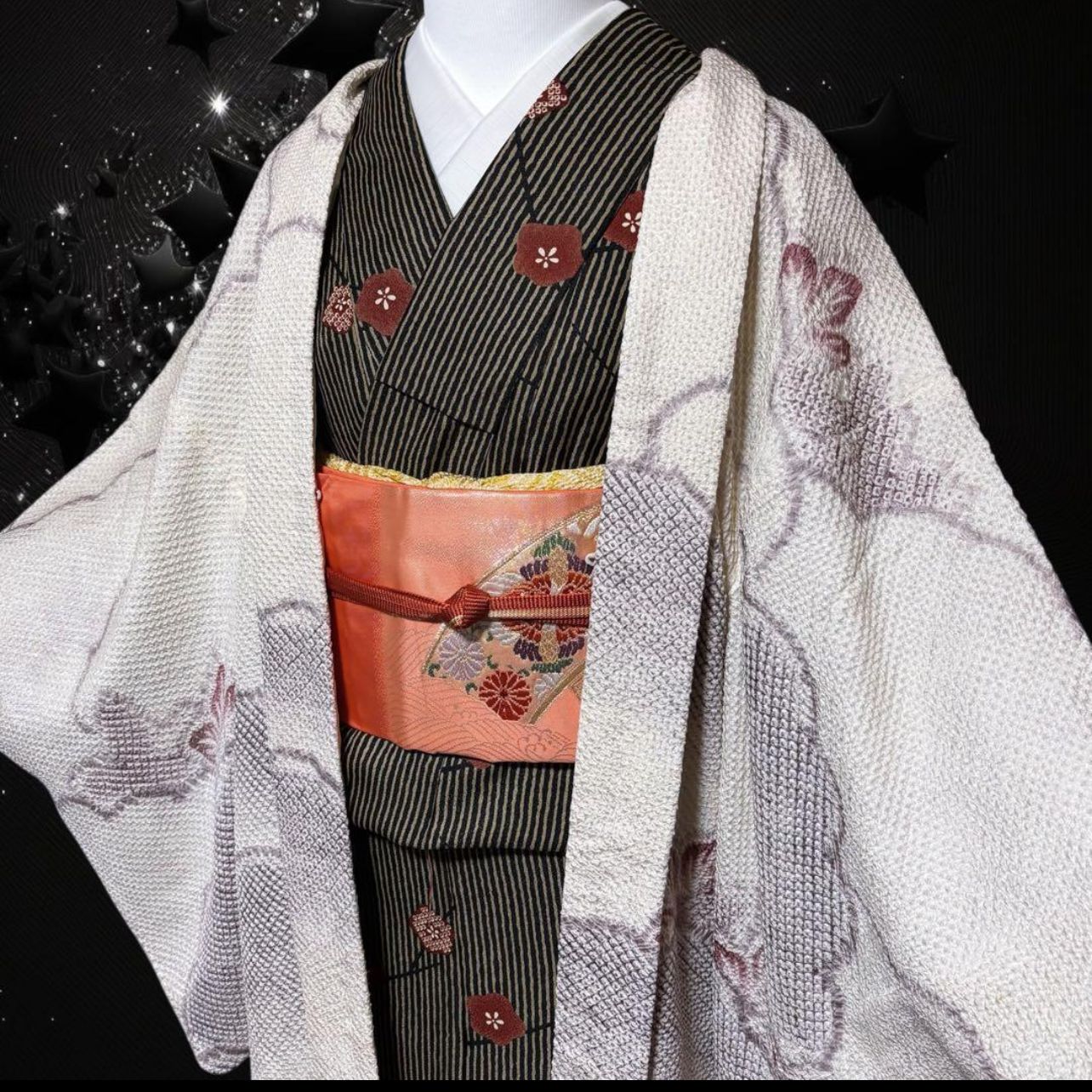 未使用近い 美品 袷 正絹 総絞り 長羽織 身丈106 裄丈69 - メルカリ