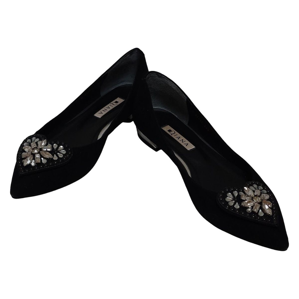 DIANA(ダイアナ) フラットシューズ 24 1/2 レディース - 黒 ビジュー
