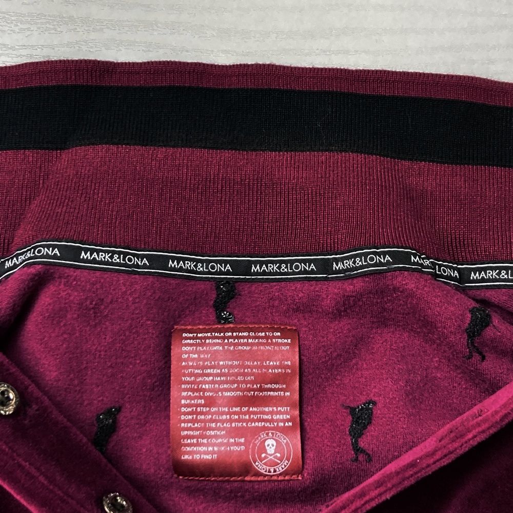 サイズ：L MARK&LONA マークアンドロナ ベロア 半袖ポロシャツ 刺繍