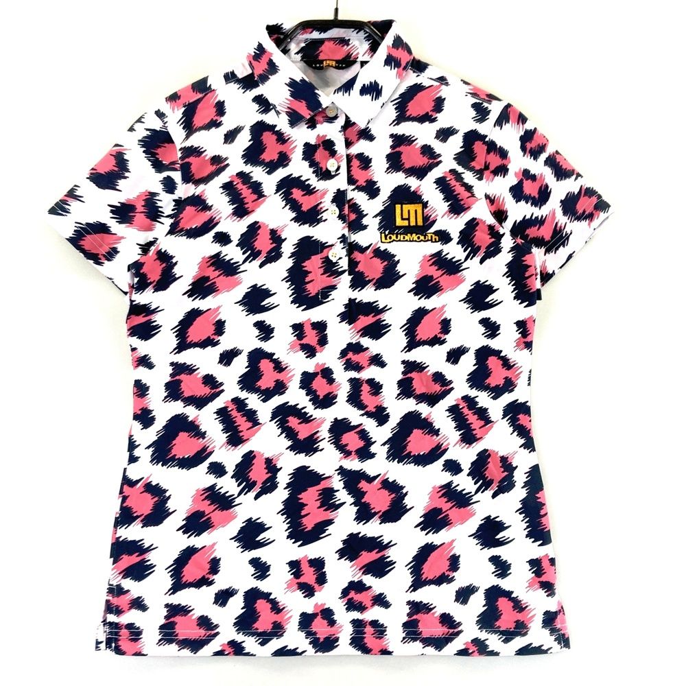 サイズ：M LOUD MOUTH ラウドマウス 半袖ポロシャツ ピンクレオパード