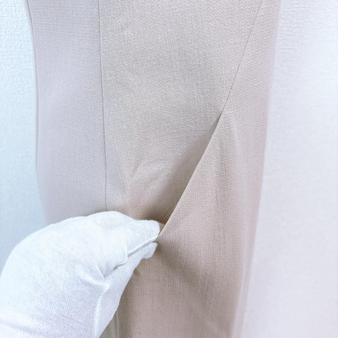 美品】FOXEY ノースリーブフレアワンピース 38 ベージュ 背面ジップ