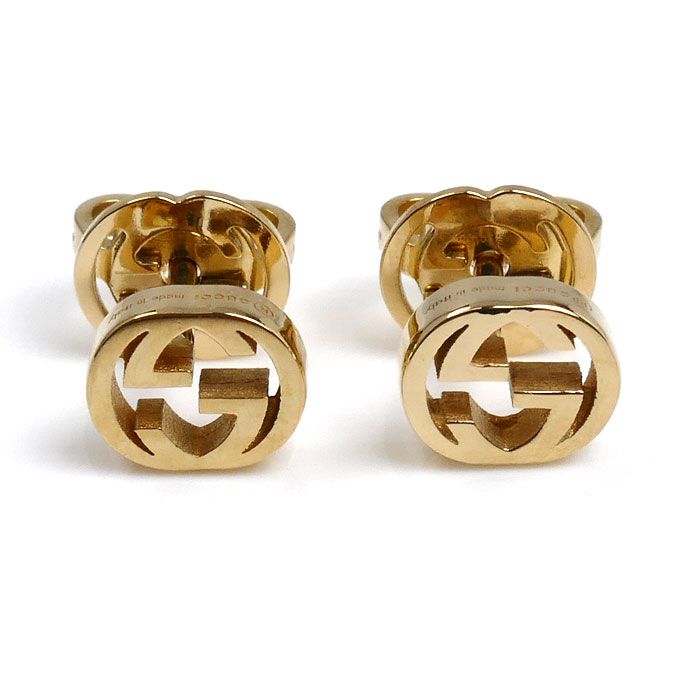 GUCCI グッチ K18YG イエローゴールド インターロッキングG ピアス 