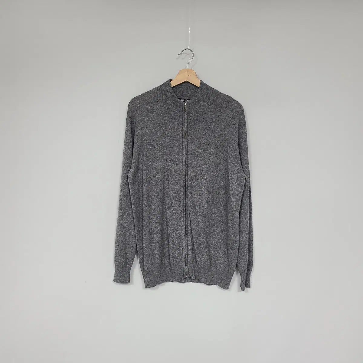 レッドムーン メンズ カシミア 100 ニット ジップアップ グレー 高品質