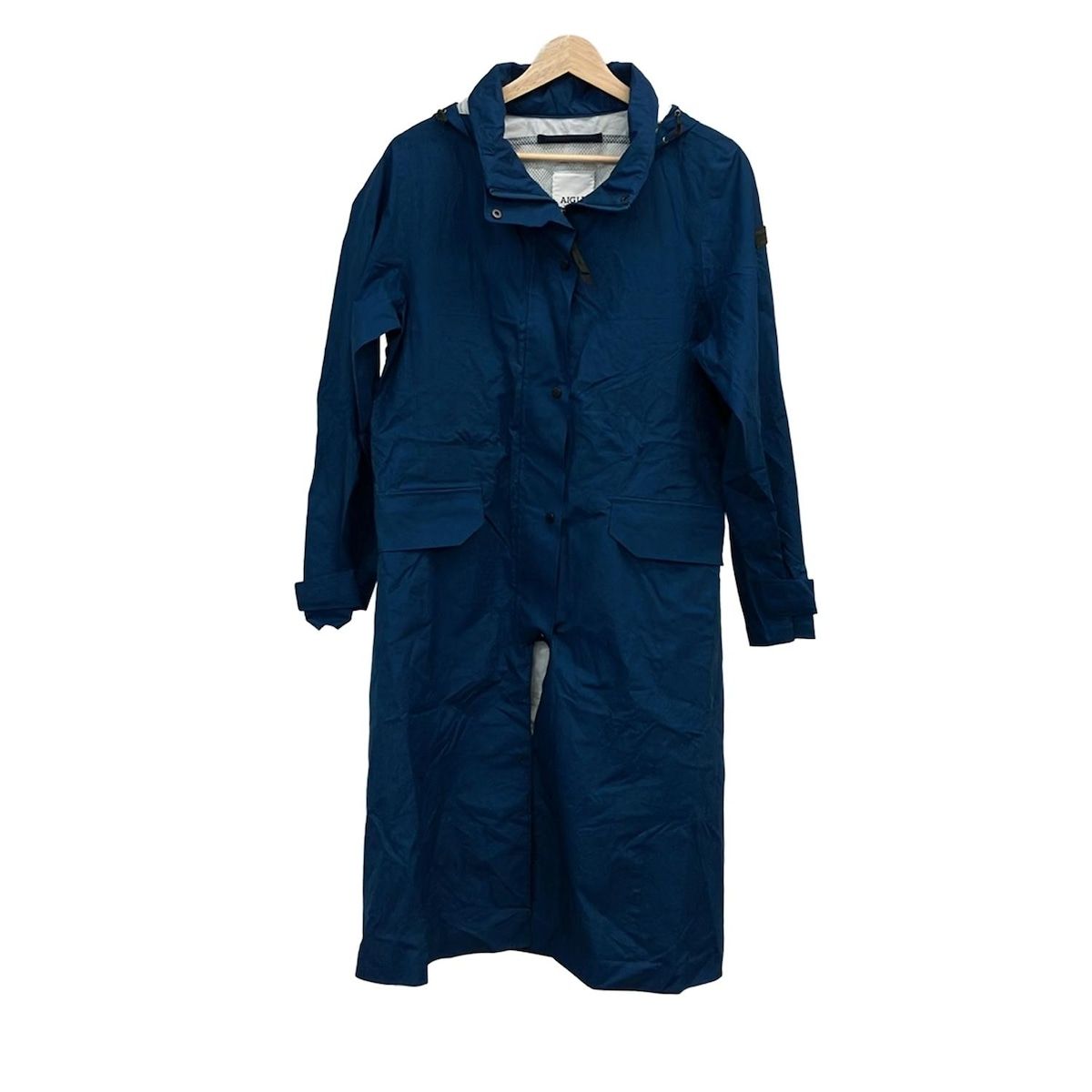 AIGLE エーグル コート サイズ38 M レディース - ブルー 長袖 ジップアップ レインコート オールシーズン