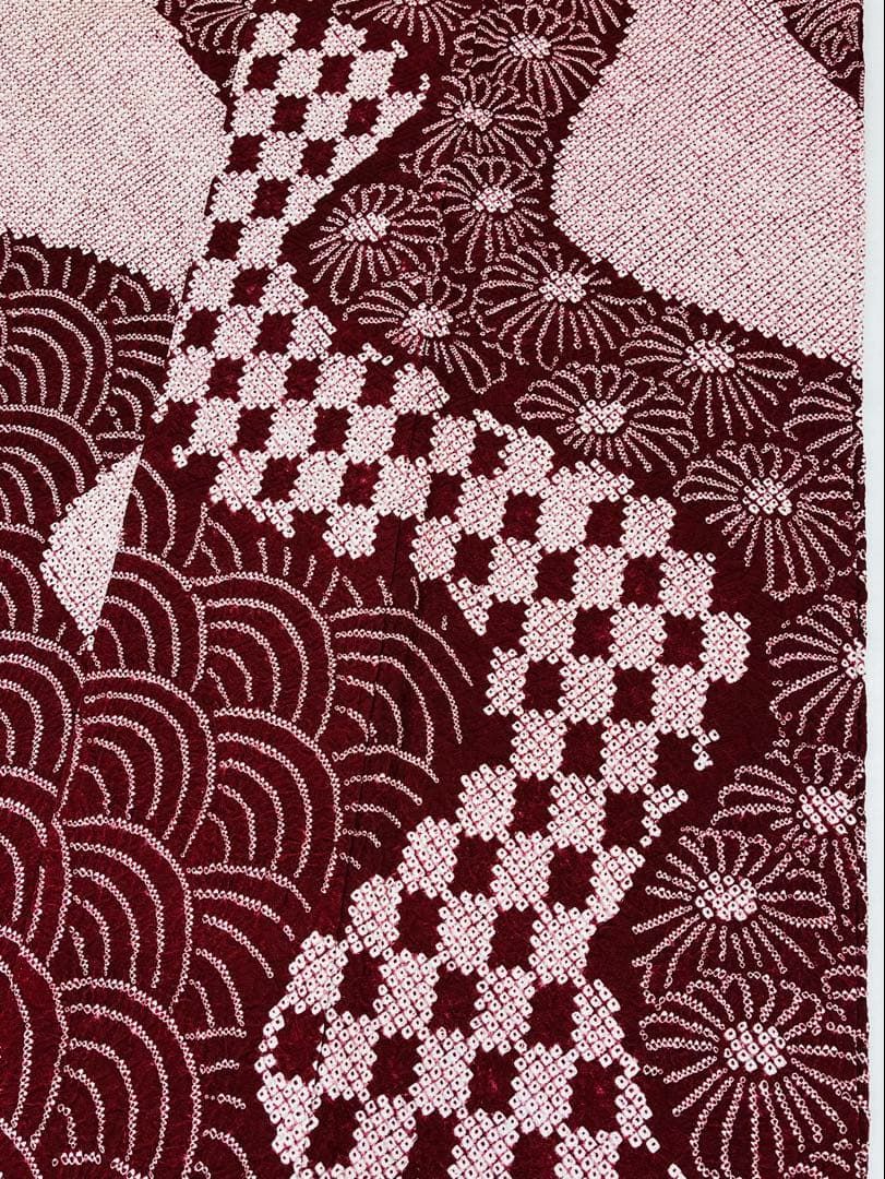 総絞り 訪問着 ぼかし八掛 青海波 正絹 裏打ち済 A094 - メルカリ