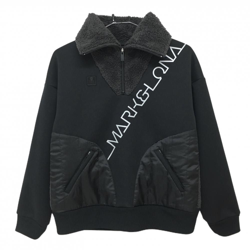 美品】マークアンドロナ ブルゾン 黒 ネックボア 一部中綿 ハーフ