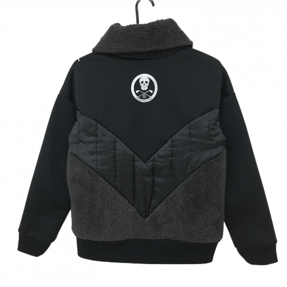 美品】マークアンドロナ ブルゾン 黒 ネックボア 一部中綿 ハーフ