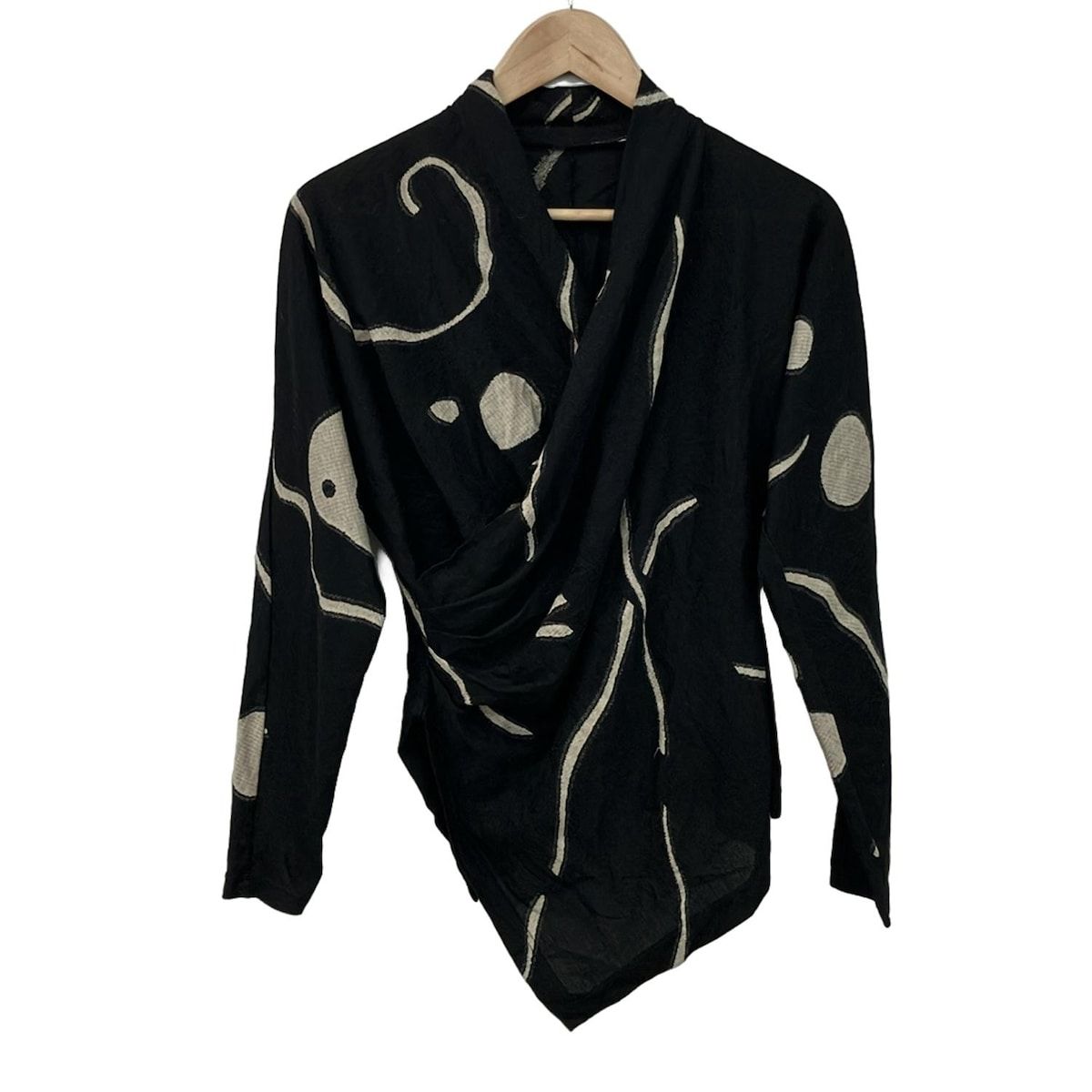 JURGEN LEHL ヨーガンレール 長袖カットソー サイズM レディース - 黒×アイボリー Vネック