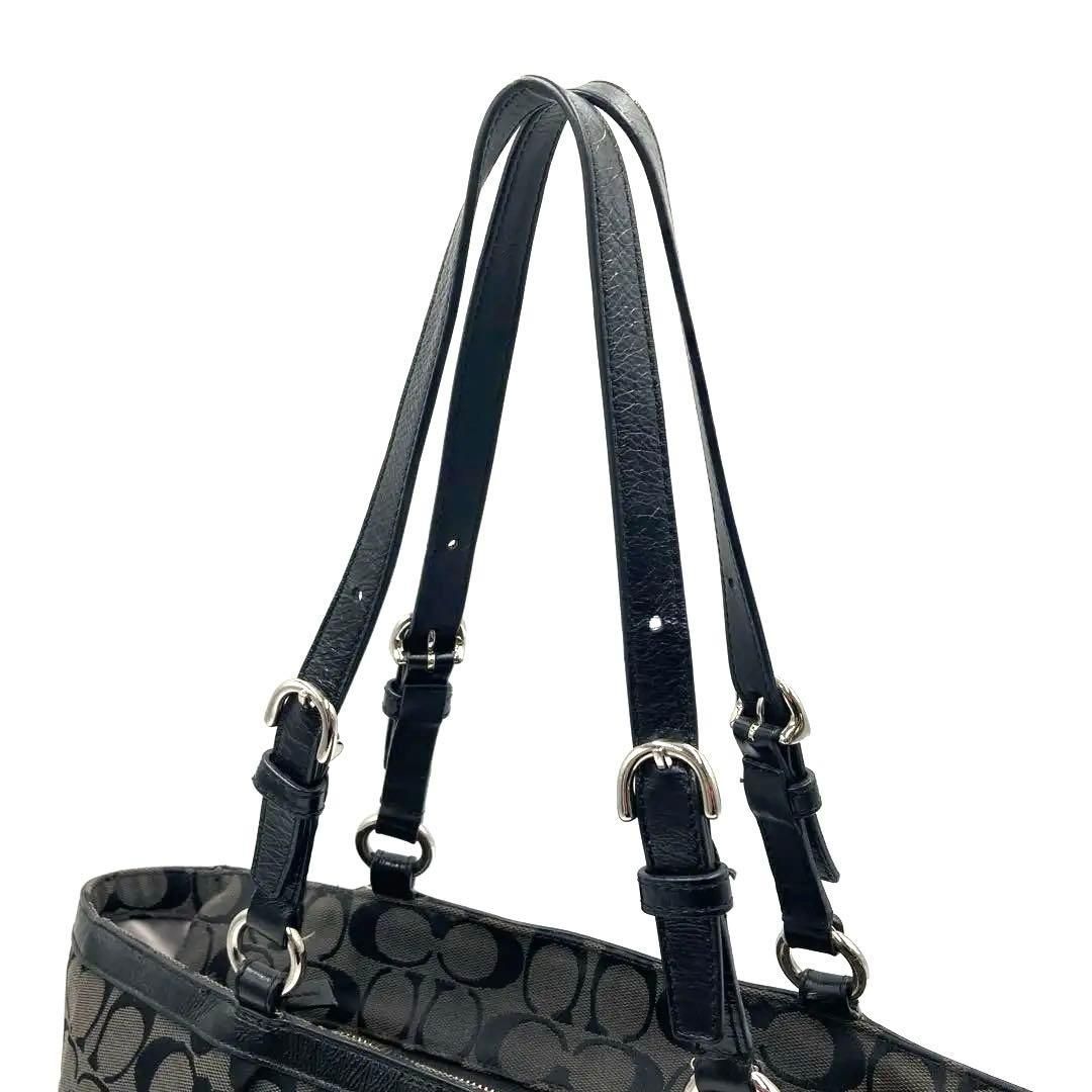 コーチ COACH トートバッグ ハンドバッグ 黒 シグネチャー A4収納 COACH コーチ トートバッグ シグネチャー キャンバス ブラック A4収納