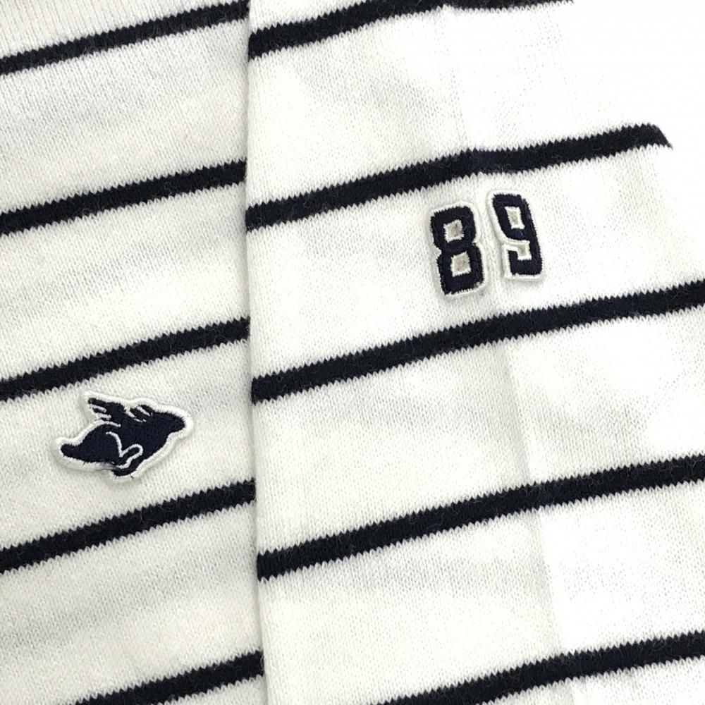 パーリーゲイツ タートルネックセーター 白×ダークネイビー ボーダー