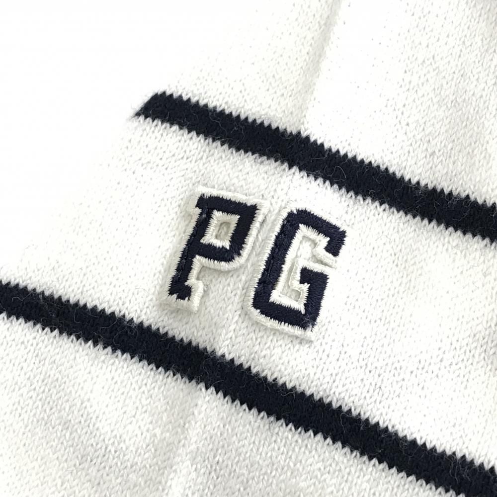 パーリーゲイツ タートルネックセーター 白×ダークネイビー ボーダー