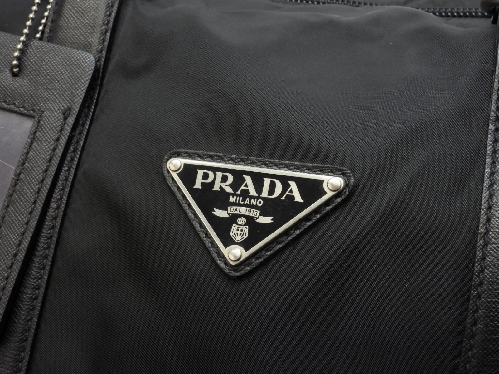 プラダ ボストンバッグ大 三角プレート ナイロン黒 トラベル 旅行用