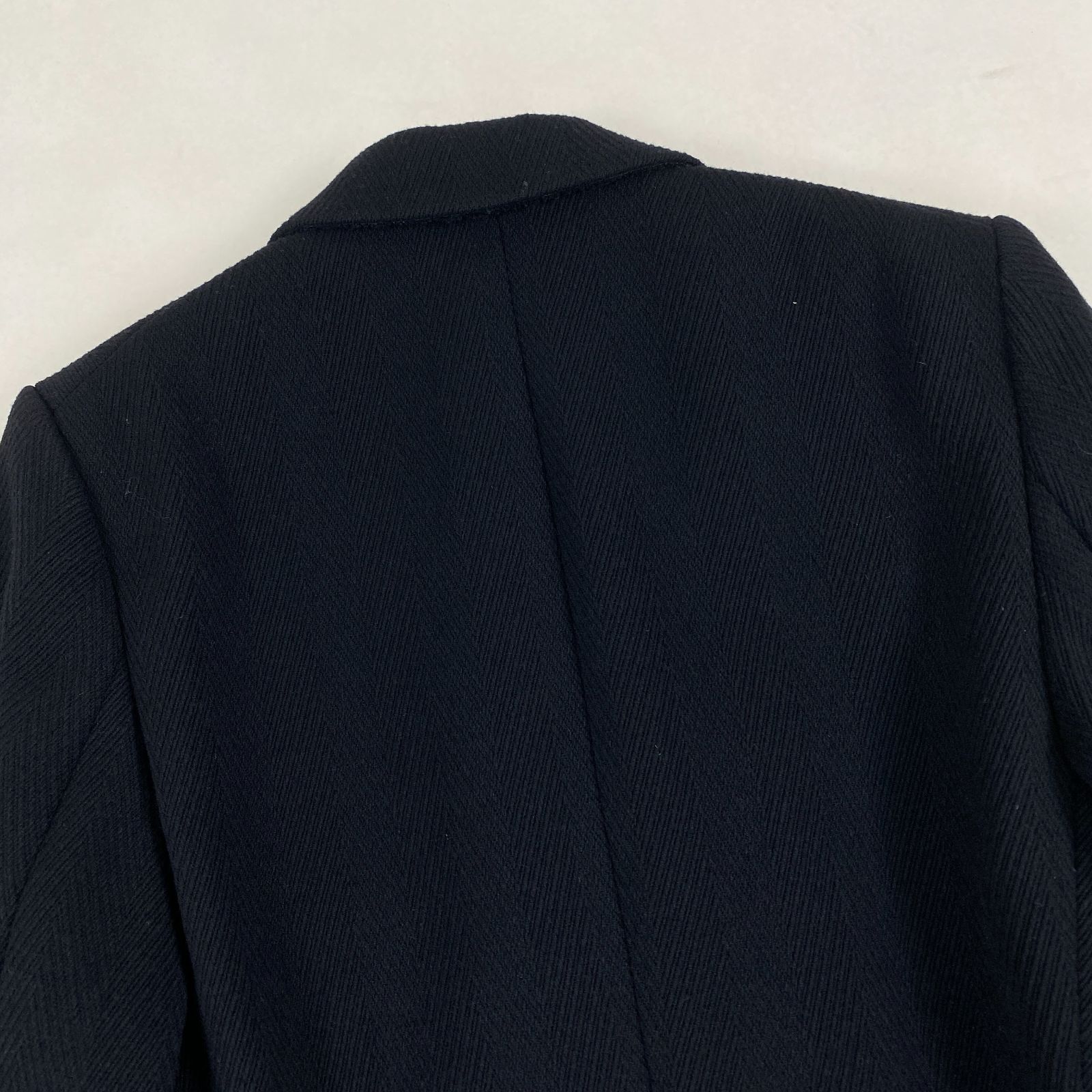 Giorgio Armani チェスターコート ヘリンボーン ストライプ ブラック