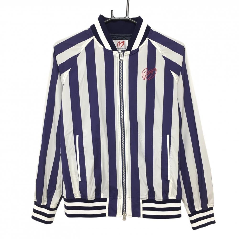 マスターバニー ナイロンジャケット パープル 白 ストライプ 裏地付き レディース 1 M ゴルフウェア MASTER BUNNY EDITION